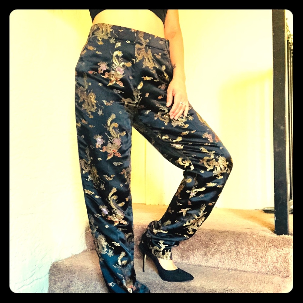 Asian silk pants